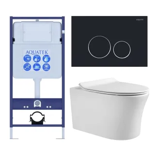 Комплект SET AQUATEK ДИВА-018 4в1 унитаз с инсталляцией кнопкой и сиденьем микролифт